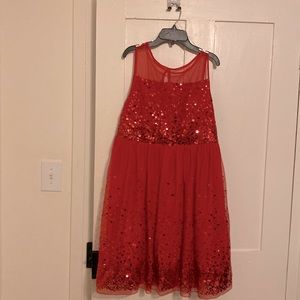 Dress, Christmas Formal, Red with Sequins Size 18.5 Youth